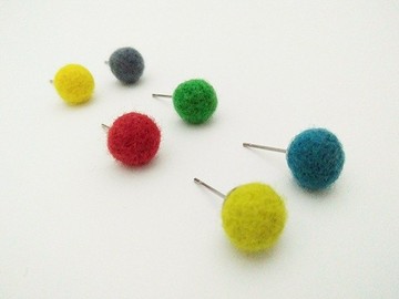 迷你羊毛球 耳針/耳夾 台灣製造 全手工