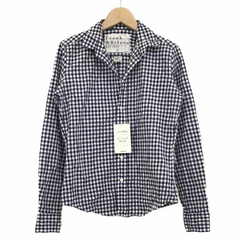 送料無料 通販 激安 美品 フランクアンドアイリーン ギンガムチェック シワ加工 シャツ/ブラウス(長袖/七分)