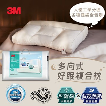 【新品上市】3M 防蹣可水洗科技羽絨枕-可調式多區複合型-多向好睡枕 嘖嘖熱銷5百萬HOT