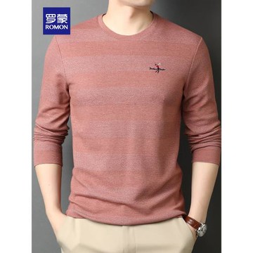 羅蒙長袖t恤男士2022秋冬季新款打底衫男裝體恤寬松休閑圓領衛衣
