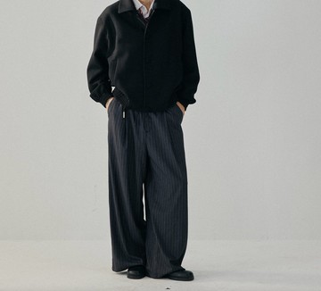 日系復古 / 條紋直筒西裝褲