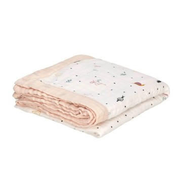 LASSIG 超柔手感竹纖維三層紗多功能毯  莓果花園  100 x 100cm  1件