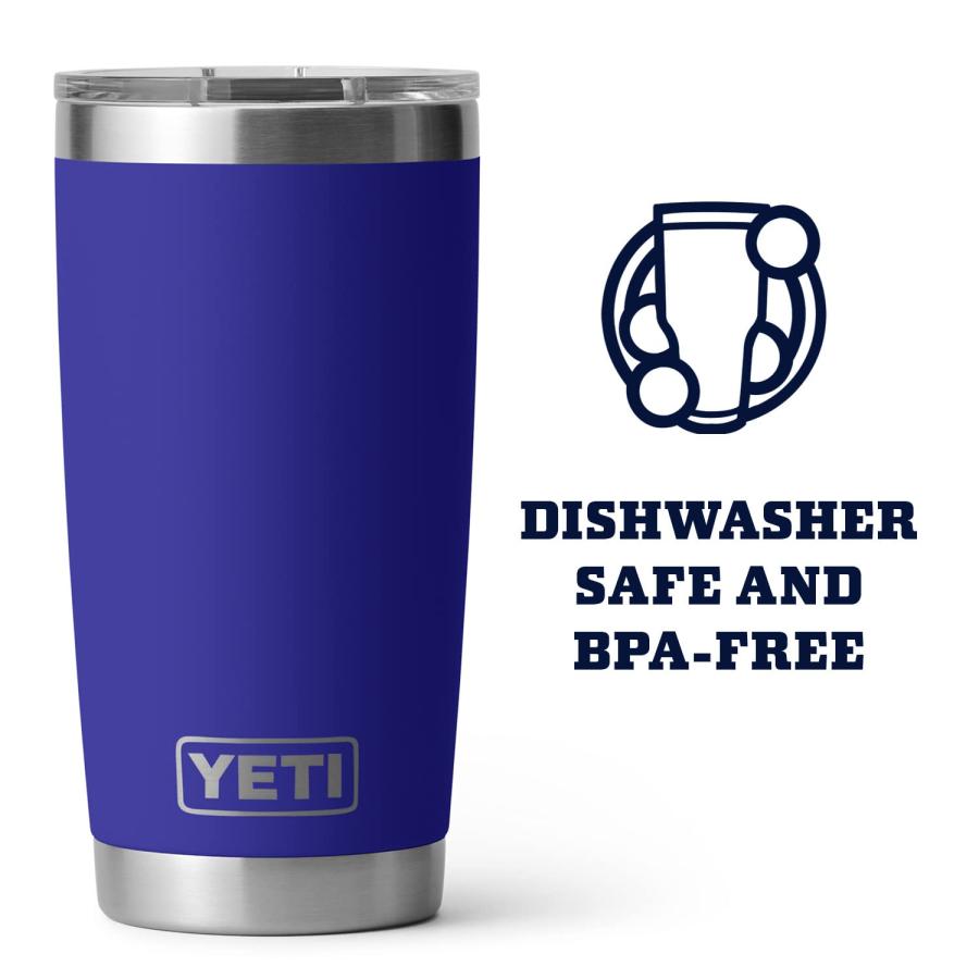 YETI Rambler 20オンス タンブラー マグスライダー蓋付き 真空断熱 ステンレス製、オフショアブルー