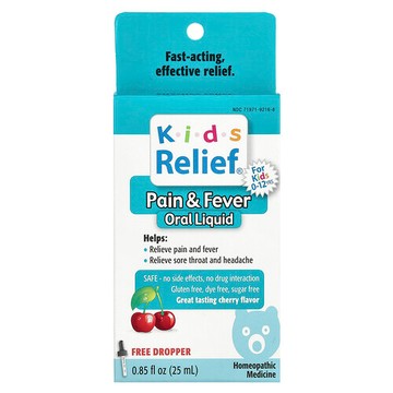 Homeolab USA, Kids Relief 散熱止痛口服液，0-12 歲兒童，櫻桃味，0.85 液量盎司（25 毫升）