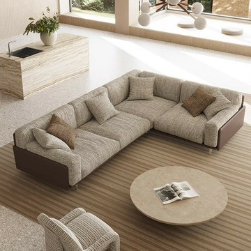 公司貨 開票 布藝沙發新款別墅客廳意式極簡進口棉麻直排羽絨沙發 YJ AL9/20 快速出貨