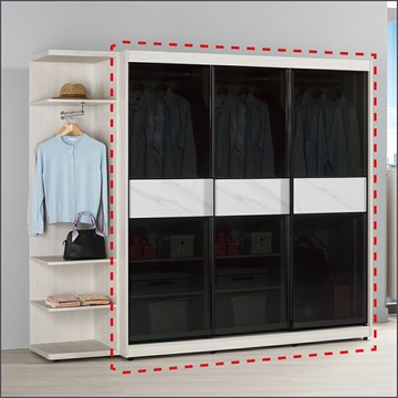 6尺被櫥式鋁框滑門衣櫥黑玻璃 收納衣櫃 推門衣櫥 【149B107523】Leader傢居館149-A209+A209+A211