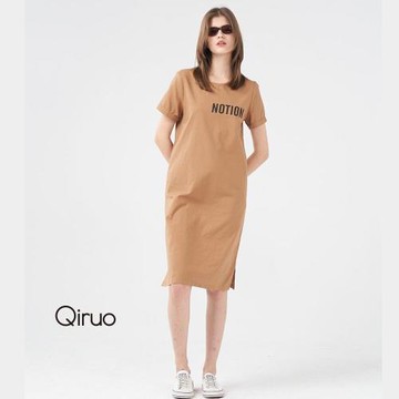 【Qiruo 奇若】春夏專櫃咖啡色洋裝3019F 側開岔休閒款