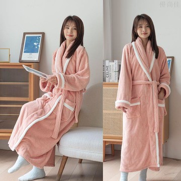 新款浴袍浴衣秋冬季情侶睡袍家用吸水不掉毛高級感可穿式加長浴裙