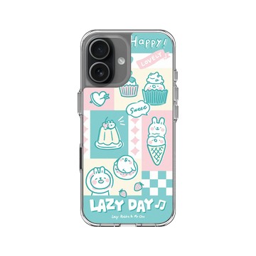 iPhone 17 Clear Case（相機按鈕） 透明 - 懶散兔與啾先生 Lazy Rabbit and Mr.Chu - 粉嫩夏日