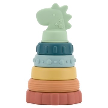 Itzy Ritzy 固齒咬咬疊疊樂 食品級矽膠 美國設計/中國製造 3個月以上  9.5 x 9.5 x 16.5cm  俏皮恐龍 多色  1組