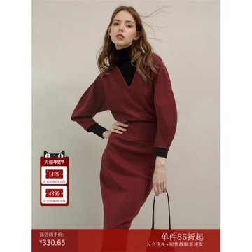 Mix Selection| 紅磨坊 復古上衣女2026冬季慵懶風v領紅色針織衫