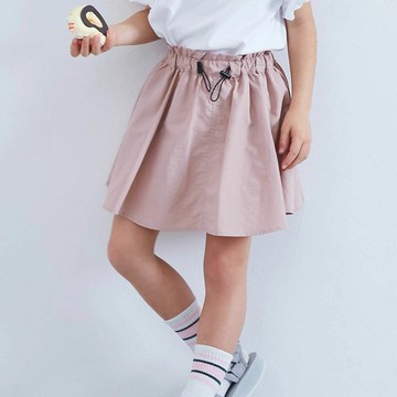 日本 devirock - 防潑水 尼龍抽繩短裙-(內襯安全褲)-煙燻粉