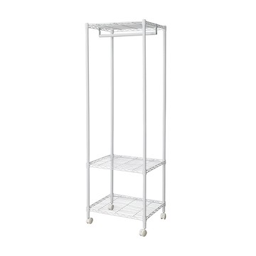 dayneeds 日需百備 輕型烤漆三層單桿衣櫥 附輪衣櫥 + 掛衣架 + 收納架 + 層架 + 鐵架  60 x 45 x 180cm  白色