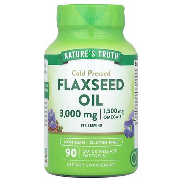Nature's Truth, 亞麻籽油，冷榨，90 粒速釋軟膠囊（每粒軟膠囊 1000 毫克）