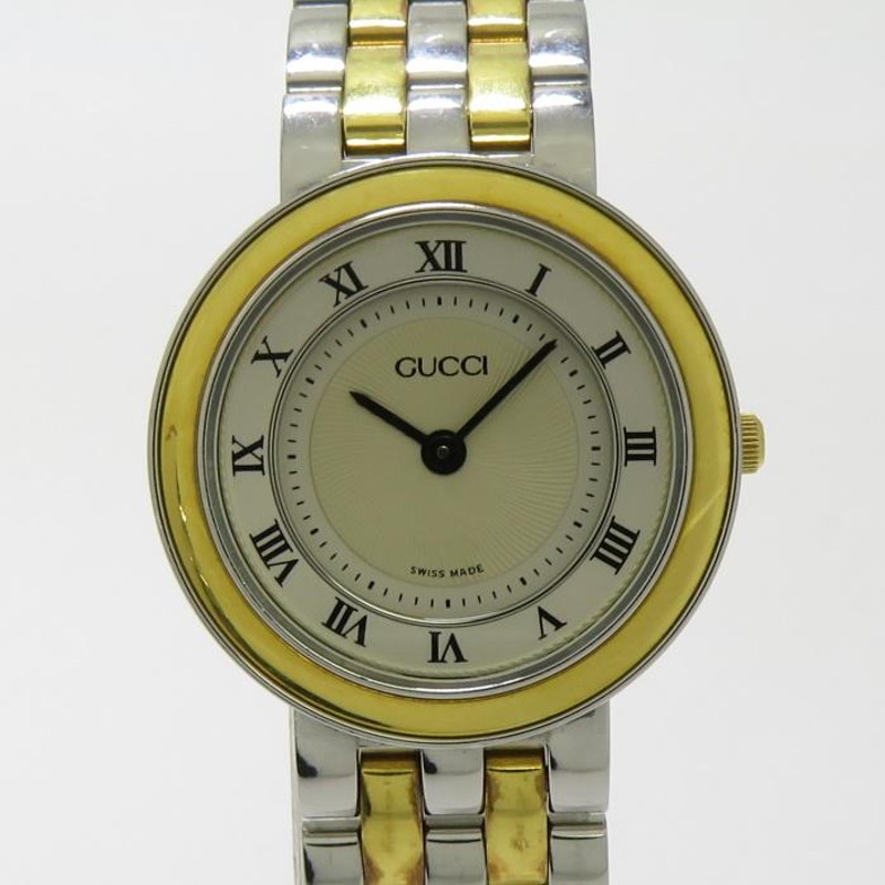 中古】GUCCI レディース 腕時計 コンビ GP SS クオーツ アイボリー文字