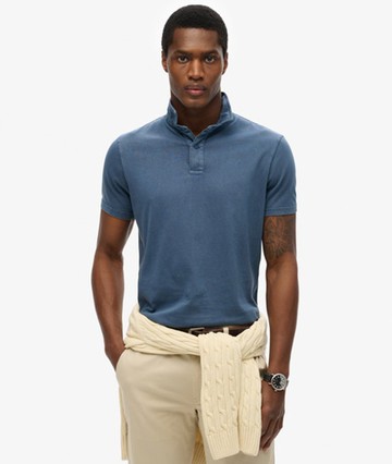 Superdry Men's Essential Jersey Polo Top Blue Size: Xxl