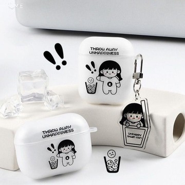 丟掉不開心搞怪AirPods1/2代保護套二代透明軟殼蘋果藍牙耳機套