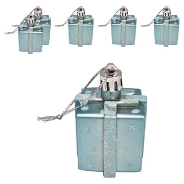 5CM 彩繪立體禮物盒  淺藍色  6個