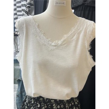 韓國東大門夏季新款拼接蕾絲吊帶背心內搭針織無袖打底衫外穿上衣