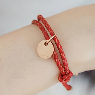 RADIANT STAR 璀璨之星 專屬戀曲鈦鋼真皮紅繩祈願線繩抽拉情侶可調式手環閨蜜禮 VRS110  11.3~23cm  活力紅