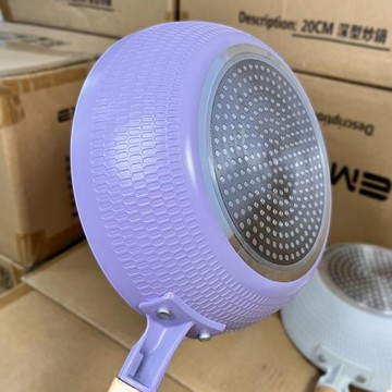 麥飯石不粘鍋家用炒菜鍋小號兩用燃氣電磁爐專用平底鍋深煎鍋炒鍋