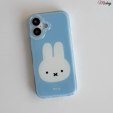 藍底白兔適用蘋果17ProMax/16e手機殼iPhone13/11女15/14Plus/7男