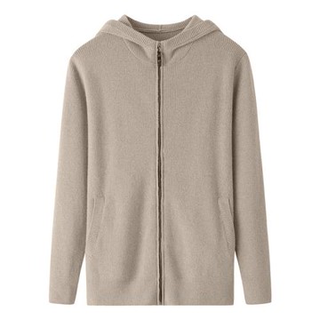 100純山羊絨衫男開衫拉鏈連帽衛衣加厚秋冬寬松毛衣毛衫外套E2451