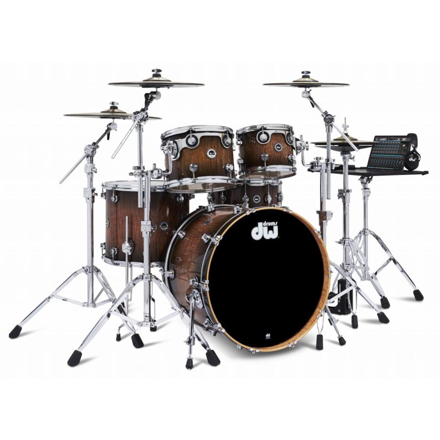 [アコースティック／電子兼用ドラム] DW DWe 5-Piece Complete Bundle Kit Candy Black Burst over Curly Maple Exotic コンバーティブルドラム 電子ドラム