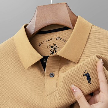 【新款熱賣】保羅夏季新款短袖POLO衫男純色商務翻領長袖棉T恤青年刺繡小馬標t