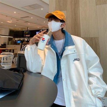 工裝外套男ins港風潮流帥氣假兩件夾克春秋新款潮牌寬松運動上衣