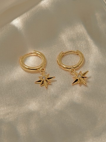 迷你北極星鑲嵌鋯石耳圈耳環