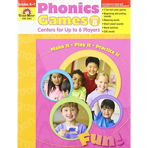 Phonics Games Centers for Up to Players: Level B  Grades K-1 (Phonics Games: Level B)