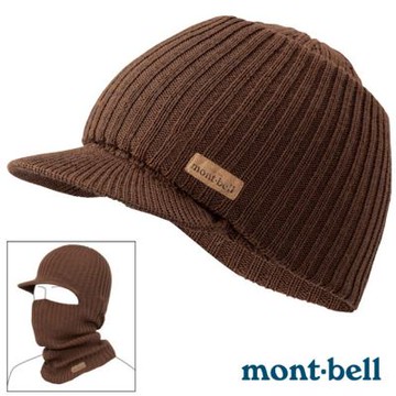 【MONT-BELL】美麗諾羊毛兩用保暖帽.毛線帽.遮耳帽.棒球帽_1118239 KH 卡其