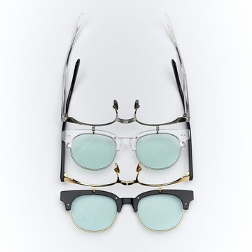 Vatic Vintage Optical Chelsea Flip-up browline glasses 可掀式眉框墨鏡 透明框金色擦芯淺藍片