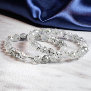 8mm鑽石形切割翠雲母幽靈水晶手鍊 異象水晶 招財聚財保平安