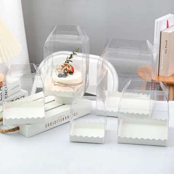 3寸4寸5寸6寸透明生日蛋糕盒10個 加高烘焙甜品包裝盒 配白色底托
