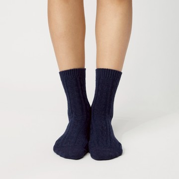 【FOOTER除臭襪】Light．素色輕量休閒羊毛襪-女款(W189M-藏青)