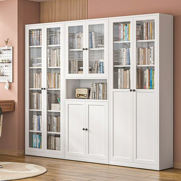 家用書櫃防塵書架玻璃門儲物櫃現代簡約多層鐵藝置物櫃收藏展示櫃YYY62公司貨