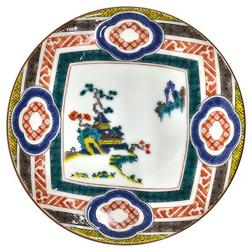 日本製 古九谷山水 5吋 陶瓷 盤子 菜盤 點心盤  1個