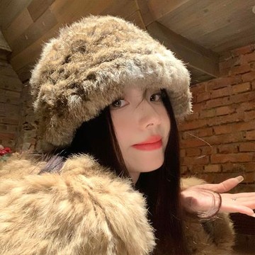 毛絨帽子女秋冬季顯臉小兔毛漁夫帽韓版百搭加厚保暖毛毛針織帽子
