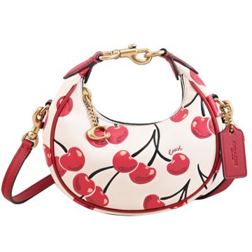 COACH JONIE 樱桃圖案印花迷你兩用小廢包(米白)