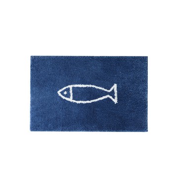 【日本霜山】小魚塗鴉防滑吸水快乾浴室踏墊(小)-45x65cm-多色可選藍