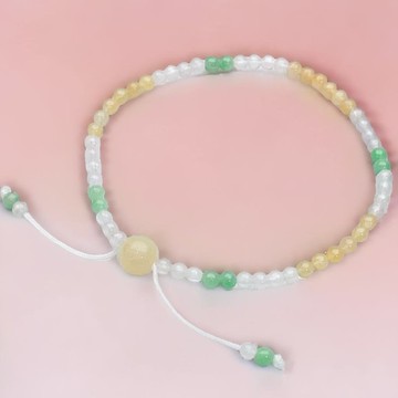 冰種多彩翡翠手珠編織手鍊 | 天然緬甸玉A貨翡翠 | 送禮