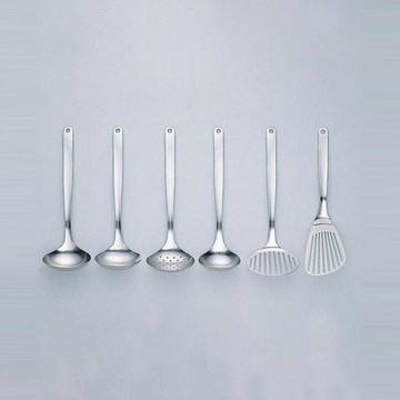 不鏽鋼調理器具六入組 湯杓(大，中)，叉杓，圓孔杓，鍋鏟，奶油拌匙