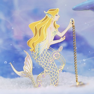 精致精美鏤空文創產品兒童學生用紀念品復古金屬少女心遙音美人魚書簽可愛卡通創意小禮品禮物禮盒裝定制刻字
