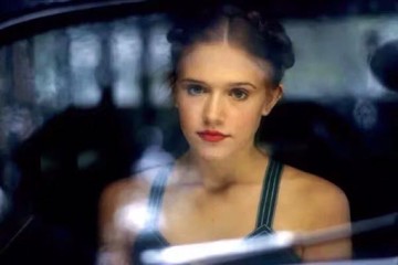 電影新款香風裙子洛麗塔一樹梨花壓海棠同款復古藍V領鏤空連衣裙