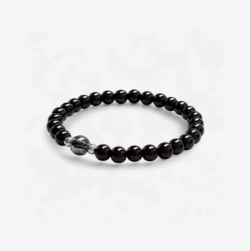 CHA 暗夜之盾 黑瑪瑙x黑髮晶 水晶手串 6mm - 16cm