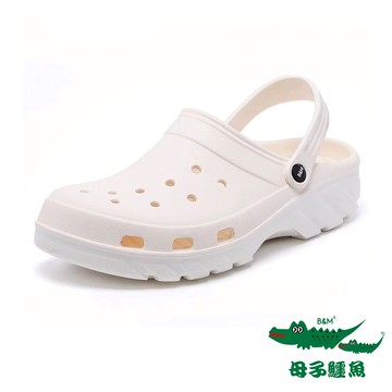 【母子鱷魚】兩穿式水陸雙色洞洞鞋-白