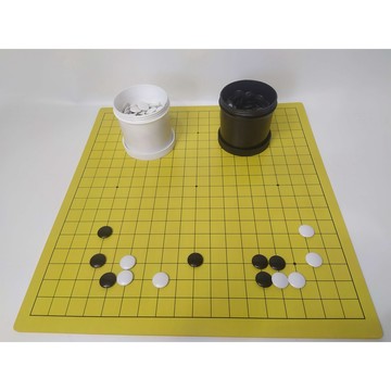 大棋盤圍棋經濟套組(圍棋棋子黑白各180 ± 2 顆+棋罐+19路棋盤)