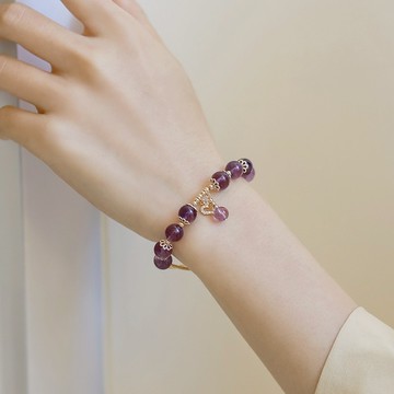 🧡限時免費刻字『LINE禮物獨家』【OCTOBER 16Th】天然烏拉圭紫水晶水鑽愛心水晶手鍊＃CRY1051 開運 生日禮物 閨蜜禮物 情人節禮物 交換禮物 客製化禮物